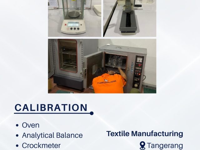 Calibration of Oven, Analytical Balance, and Crockmeter for a Textile Manufacturer in Tangerang